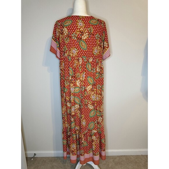 Rusttydustty Midi Floral Dress Red Size 0XL - Picture 5 of 8